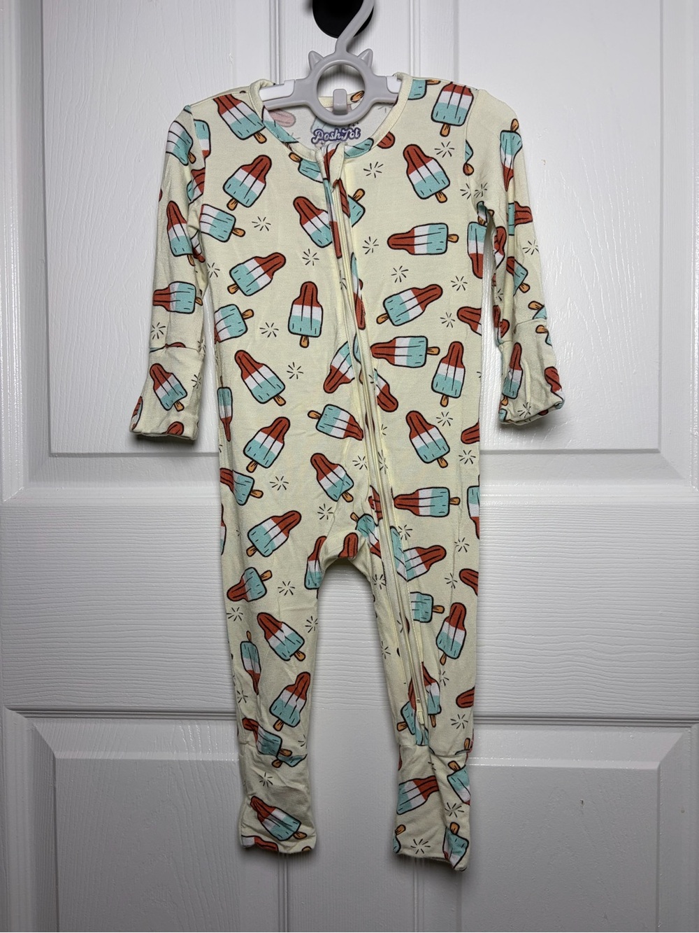 PoshTot Bomb Pop Red White Blue Bamboo Convertible Zippy 9-12M Pajamas
